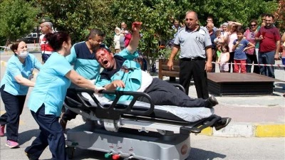 Fethiye&rsquo;de hastanede yapılan tatbikat ger&ccedil;eği aratmadı