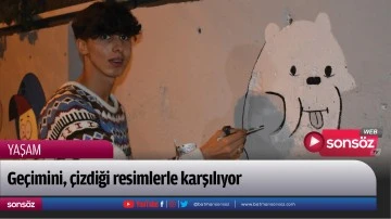 Ge&ccedil;imini, &ccedil;izdiği resimlerle karşılıyor