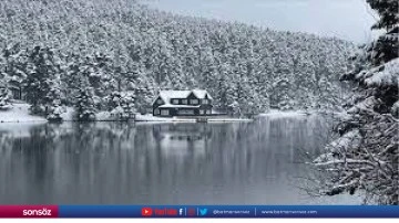 G&ouml;lc&uuml;k Tabiat Parkı'na kar yağdı