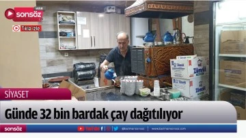 G&uuml;nde 32 bin bardak &ccedil;ay dağıtılıyor