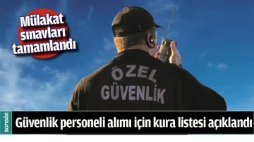G&Uuml;VENLİK PERSONELİ ALIMI İ&Ccedil;İN KURA LİSTESİ A&Ccedil;IKLANDI