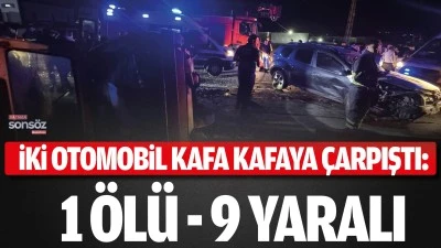 İki Otomobil Kafa Kafaya &Ccedil;arpıştı: 1 &Ouml;L&Uuml; - 9 YARALI