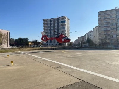 &nbsp;Helikopter l&ouml;semi hastası i&ccedil;in havalandı