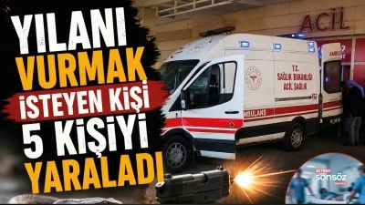 YILANI VURMAK İSTEYEN KİŞİ 5 KİŞİYİ YARALADI