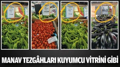 Manav tezg&acirc;hları kuyumcu vitrini gibi