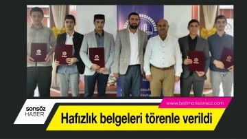 Hafızlık belgeleri t&ouml;renle verildi