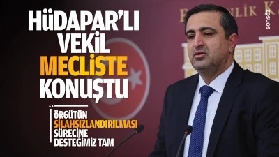 H&uuml;daPar&rsquo;lı Vekil, Mecliste konuştu; &ldquo;&Ouml;rg&uuml;t&uuml;n silahsızlandırılması s&uuml;recine desteğimiz tam&rdquo;