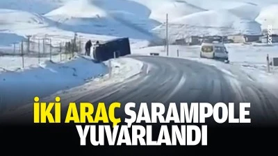 İki ara&ccedil; şarampole yuvarlandı