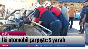 İki otomobil &ccedil;arpıştı: 5 yaralı