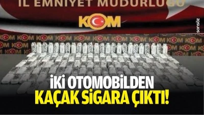 İki otomobilden ka&ccedil;ak sigara &ccedil;ıktı!