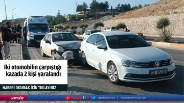 İki otomobilin &ccedil;arpıştığı  kazada 2 kişi yaralandı