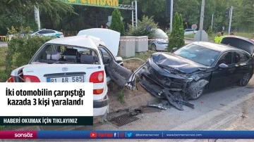 İki otomobilin &ccedil;arpıştığı kazada 3 kişi yaralandı