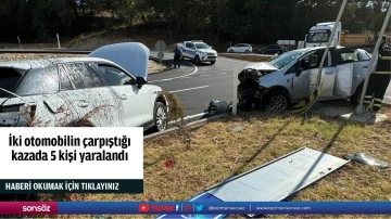 İki otomobilin &ccedil;arpıştığı  kazada 5 kişi yaralandı