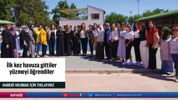 İlk kez havuza gittiler y&uuml;zmeyi &ouml;ğrendiler