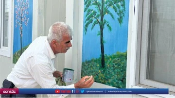 İnşaat ustası &ccedil;izdiği resimlerle konteynerleri s&uuml;sl&uuml;yor