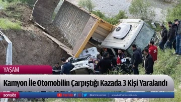 Kamyon İle Otomobilin &Ccedil;arpıştığı Kazada 3 Kişi Yaralandı