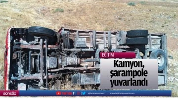 Kamyon şarampole yuvarlandı