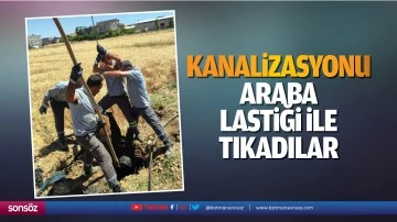 Kanalizasyonu araba lastiği ile tıkadılar