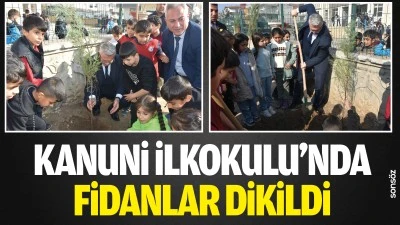 Kanuni İlkokulu&rsquo;nda fidanlar dikildi