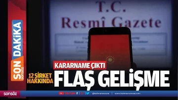 Kararname &ccedil;ıktı; 12 şirket hakkında flaş gelişme