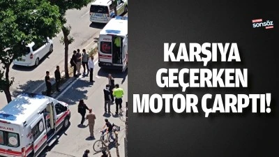 Karşıya ge&ccedil;erken motor &ccedil;arptı!