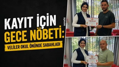 Kayıt i&ccedil;in gece n&ouml;beti:  Veliler okul &ouml;n&uuml;nde sabahladı
