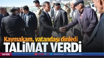 Kaymakam, vatandaşı dinledi, talimat verdi