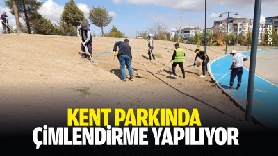 Kent parkında &ccedil;imlendirme yapılıyor