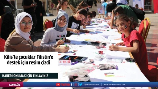Kilis'te &ccedil;ocuklar Filistin'e destek i&ccedil;in resim &ccedil;izdi