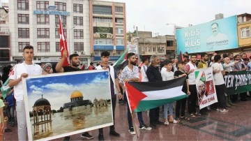 Kilis'te Filistinlilere destek gösterisi yapıldı
