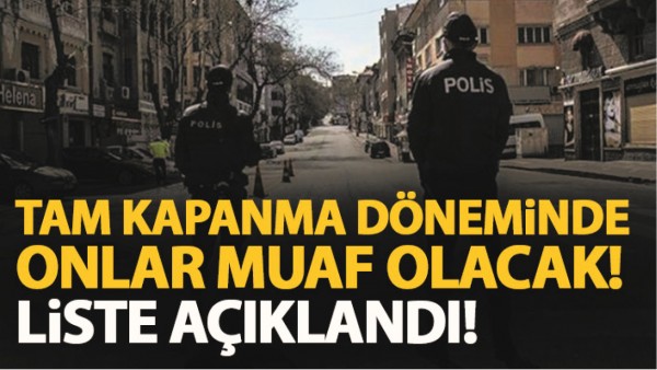 KISITLAMADAN MUAF YERLER VE KİŞİLER LİSTESİ