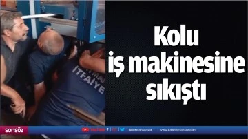 Kolu iş makinesine sıkıştı