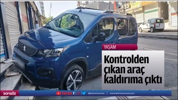 Kontrolden &ccedil;ıkan ara&ccedil; kaldırıma &ccedil;ıktı