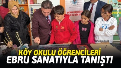 K&ouml;y okulu &ouml;ğrencileri ebru sanatıyla tanıştı