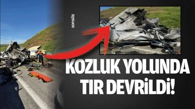 Kozluk yolunda tır devrildi!