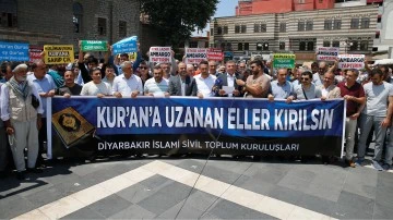 Kur'an-ı Kerim yakılması Diyarbakır'da protesto edildi