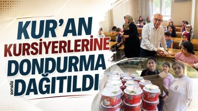 Kur&rsquo;an kursiyerlerine dondurma dağıtıldı
