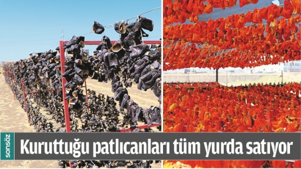 KURUTTUĞU PATLICANLARI T&Uuml;M YURDA SATIYOR