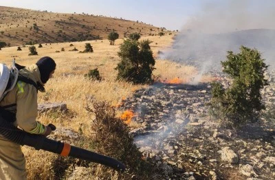 Mardin'de &ccedil;ıkan &ouml;rt&uuml; ve anız yangını s&ouml;nd&uuml;r&uuml;ld&uuml;