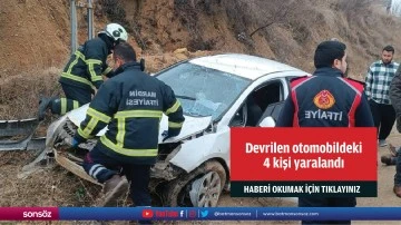 Mardin&rsquo;de devrilen otomobildeki 4 kişi yaralandı