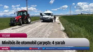 Minib&uuml;s ile otomobil &ccedil;arpıştı: 4 yaralı