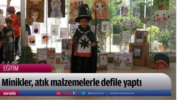 Minikler, atık malzemelerle defile yaptı