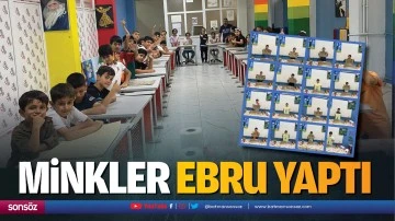 Minikler ebru yaptı