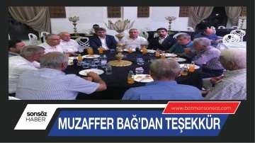 Muzaffer Bağ&rsquo;dan teşekk&uuml;r