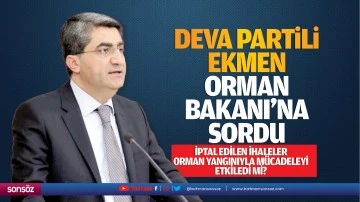 DEVA Partili Ekmen, Orman Bakanı&rsquo;na sordu:&nbsp; İptal edilen ihaleler orman yangınıyla m&uuml;cadeleyi etkiledi mi?