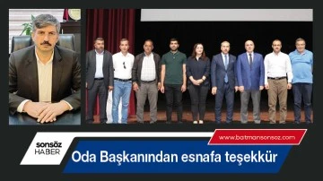 Oda Başkanından esnafa teşekk&uuml;r
