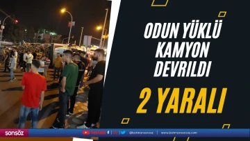 Odun y&uuml;kl&uuml; kamyon devrildi