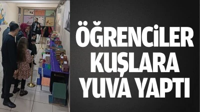 &Ouml;ğrenciler kuşlara yuva yaptı