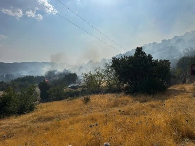 Ormanlık alanda &ccedil;ıkan yangına m&uuml;dahale