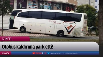 Otob&uuml;s kaldırıma park etti!